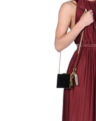Lanvin NEW Black Suede Gold Chain Detail Evening 2 in 1 Clutch Shoulder Bag