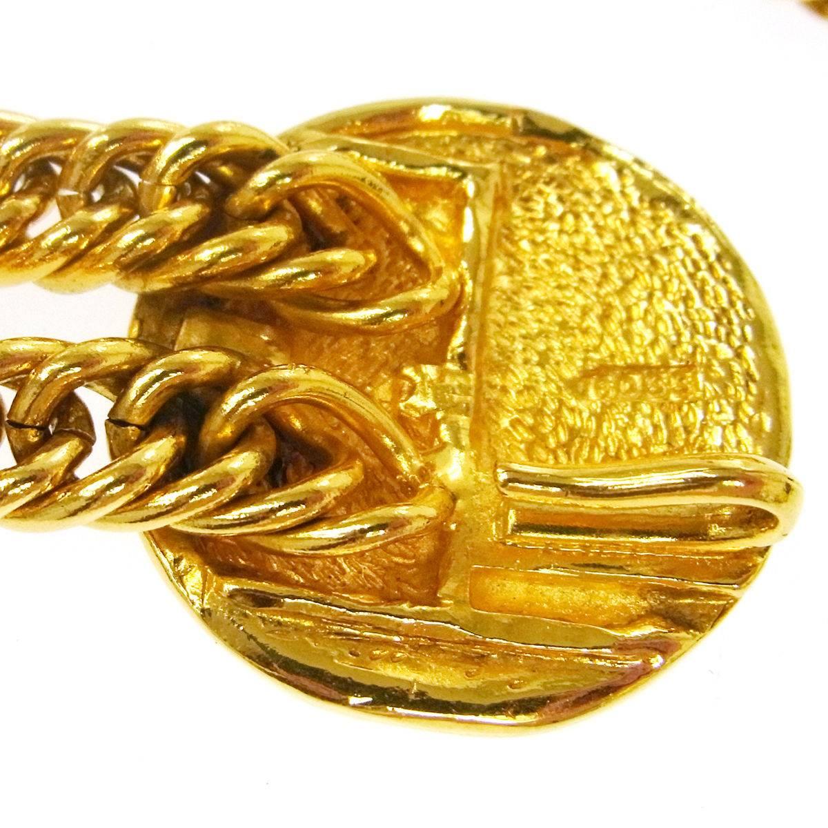 Women's Chanel Vintage Rue Cambon Gold Coin Medallion Chain Link Belt