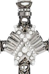 Givenchy NEW Gunmetal Silver Pearl Evening Brooch in Box