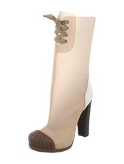 Fendi NEW & SOLD OUT Captoe Cream Ivory Brown Suede PVC Boots in Box