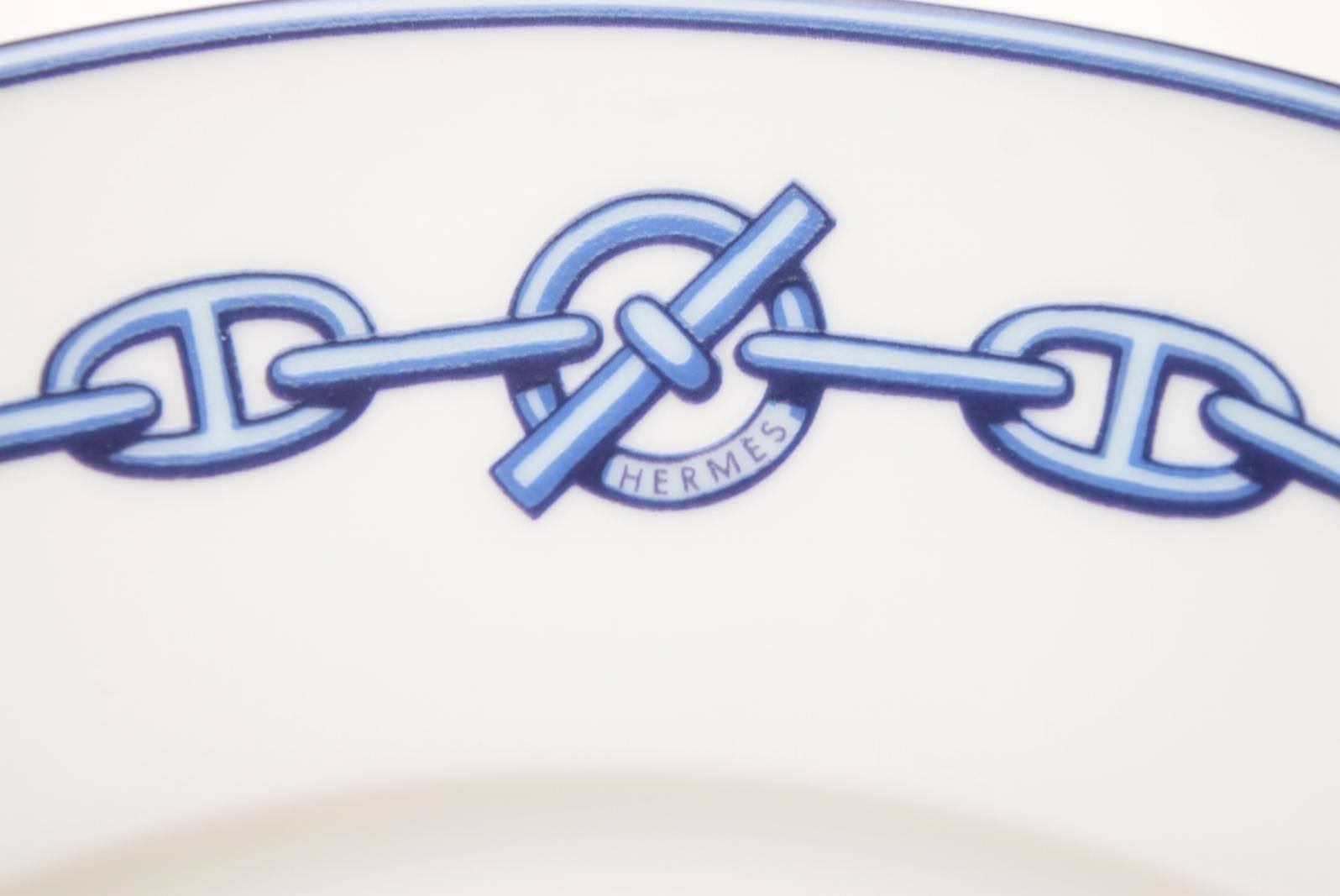 Women's or Men's Hermes White Porcelain Two Piece Dinnerware Plate Set in Box
