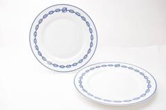 Hermes White Porcelain Two Piece Dinnerware Plate Set in Box