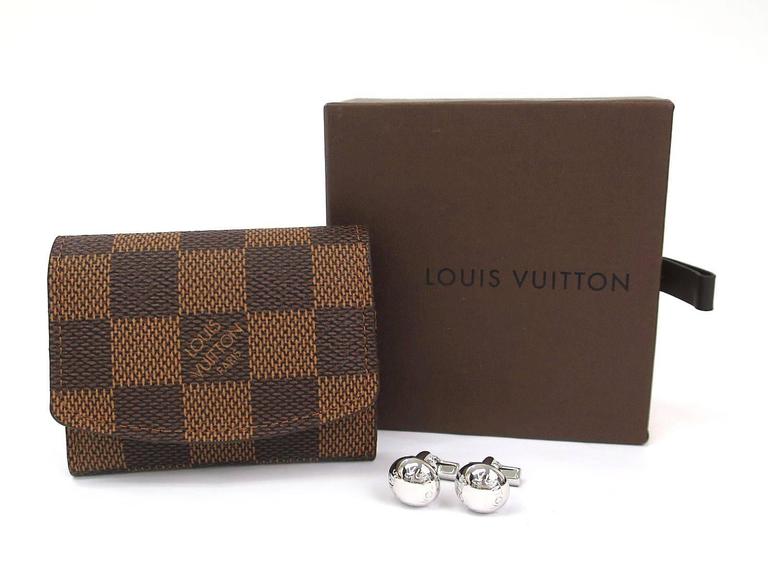 Louis Vuitton Genuine Sterling Silver Men&#39;s Cufflinks in Storage Case with Box at 1stdibs