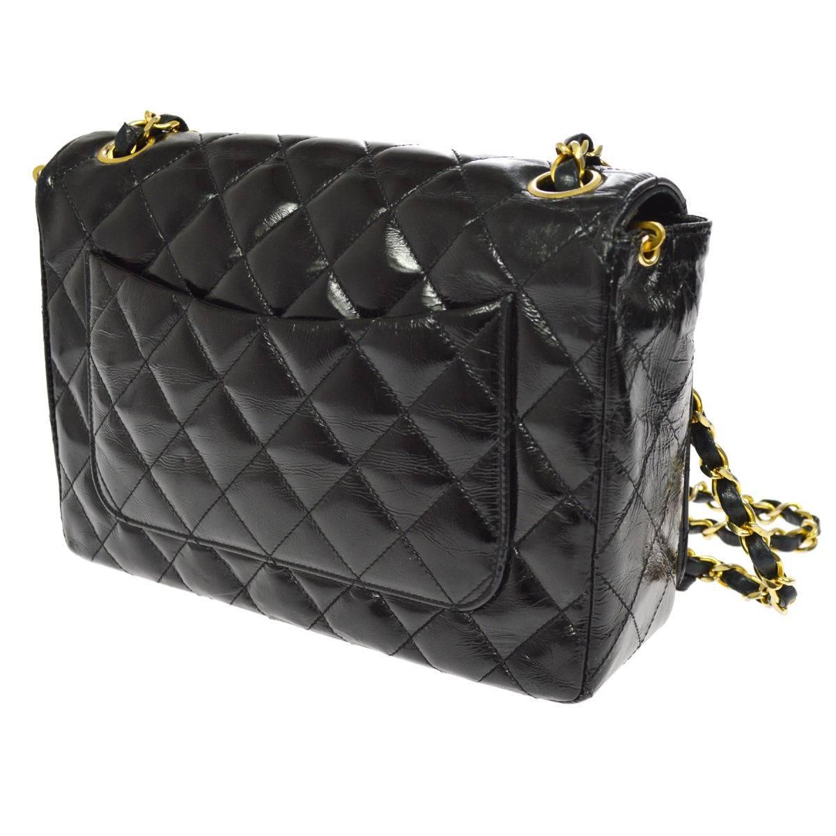 Women's Chanel Vintage Rare Black Gold CC Charm Evening Small Flap Shoulder Bag
