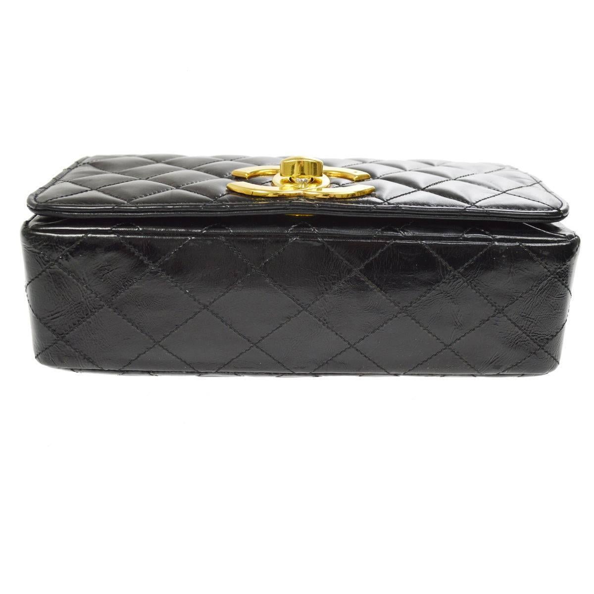 Chanel Vintage Rare Black Gold CC Charm Evening Small Flap Shoulder Bag 1