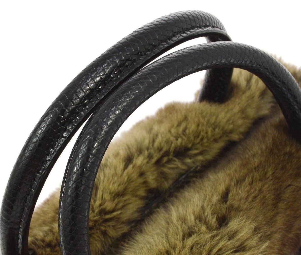 Black Louis Vuitton Limited Edition Brown Monogram Fur Top Handle Evening Satchel Bag