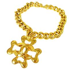 Chanel Vintage Gold Large Cross Pendant Link Evening Choker Necklace 2