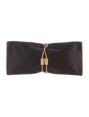 Gucci Black Gold Fold Over Roll Tassel Evening Envelope Clutch Flap Bag