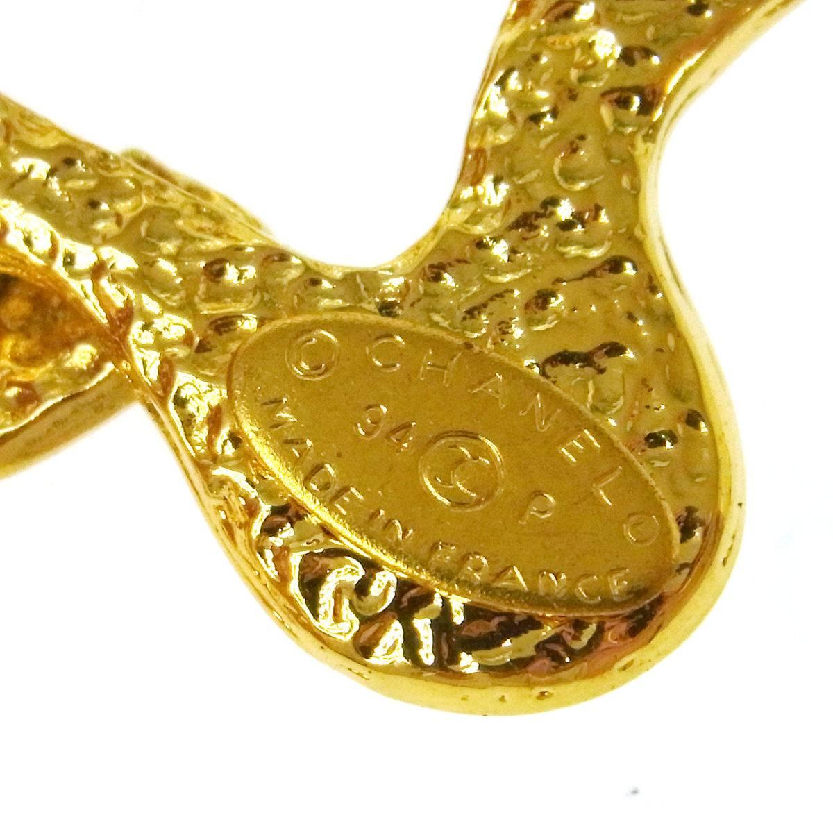 Women's Chanel Vintage Gold Cross Charm Statement Brooch