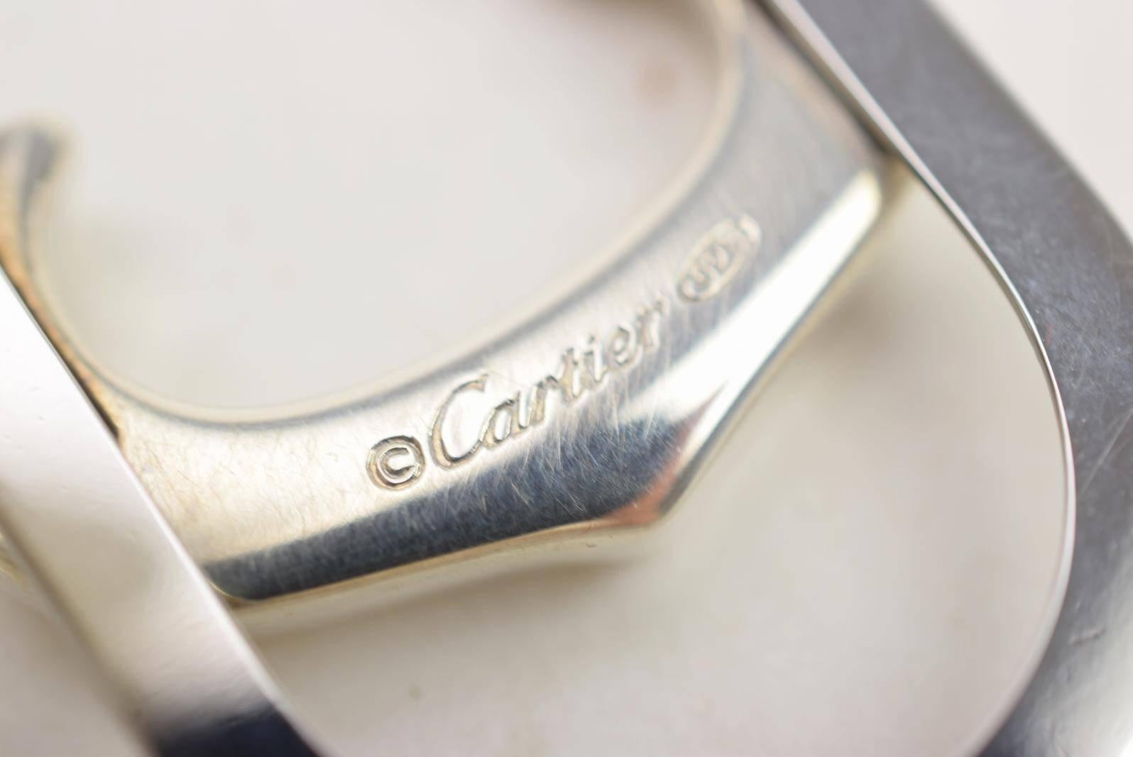 Cartier Genuine Sterling Silver Men's Logo Money Clip in Storage Case In Good Condition In Chicago, IL