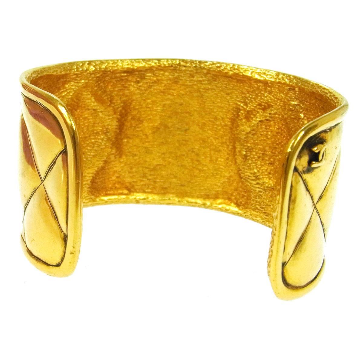 Chanel Vintage Gold Rue Cambon 31 Chanel Paris Evening Cuff Bracelet In Good Condition In Chicago, IL