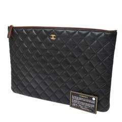 Chanel Black Caviar Leather LapTop iPad Pouch Carryall Storage Travel Clutch Bag