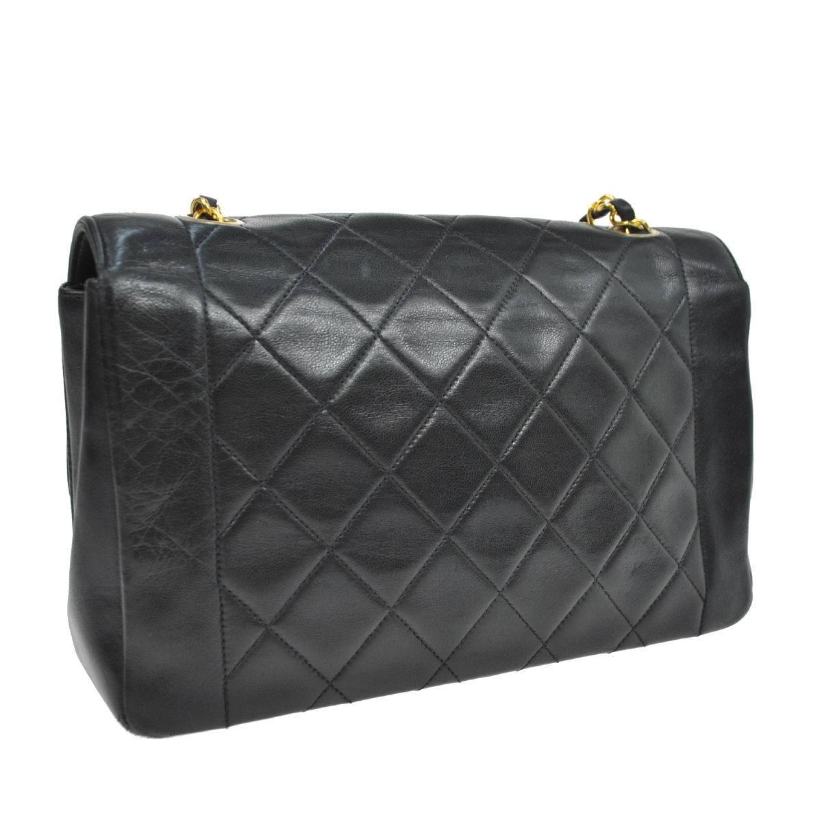 Women's Chanel Black Lambskin Evening Flap Shoulder Bag