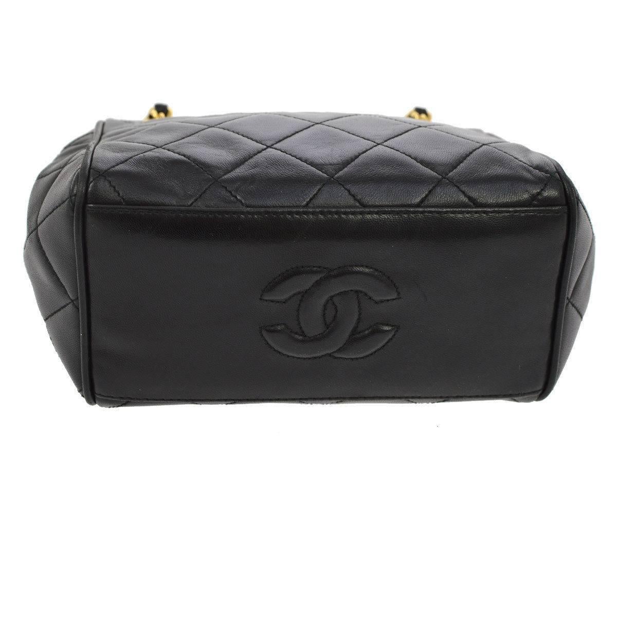 Women's Chanel Black Lambskin Leather Top Handle Evening Shoulder Party Bag