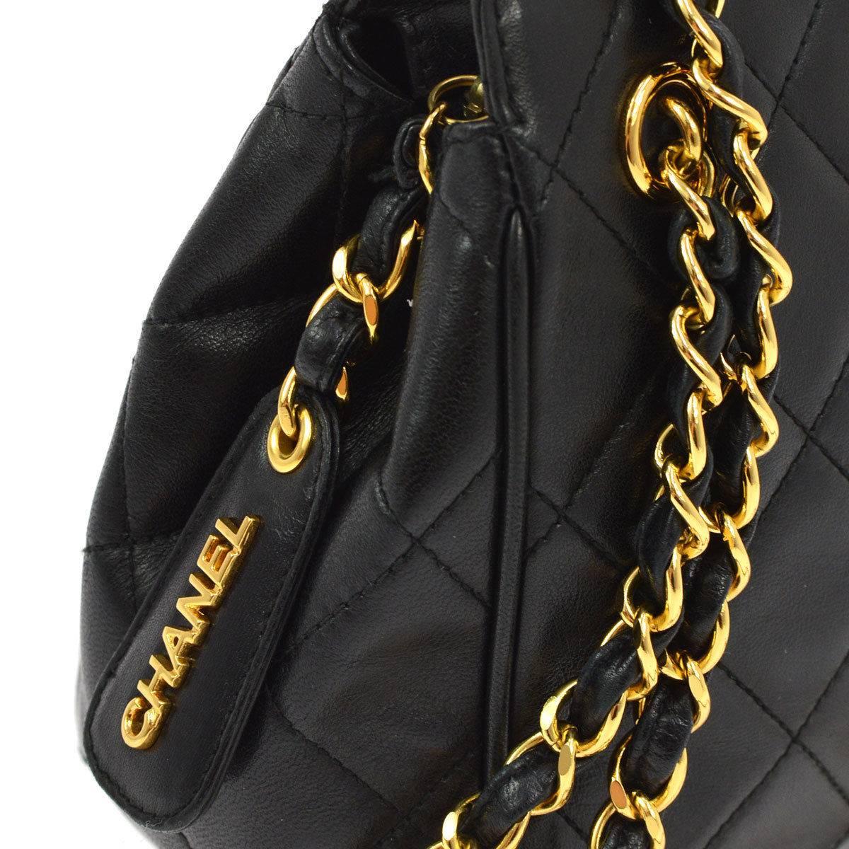 Chanel Black Lambskin Leather Top Handle Evening Shoulder Party Bag 

Lambskin leather
Gold tone hardware
Zipper closure
Made in Italy
Date code 3848412
Shoulder strap drop 10