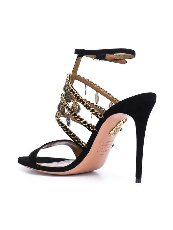 Aquazzura NEW and SOLD OUT Black Coin Heels in Box For Sale at 1stDibs ...