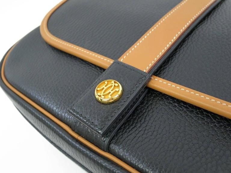 Hermes Vintage Black Cognac Tan Two Tone Box Flap Crossbody Bag at 1stDibs