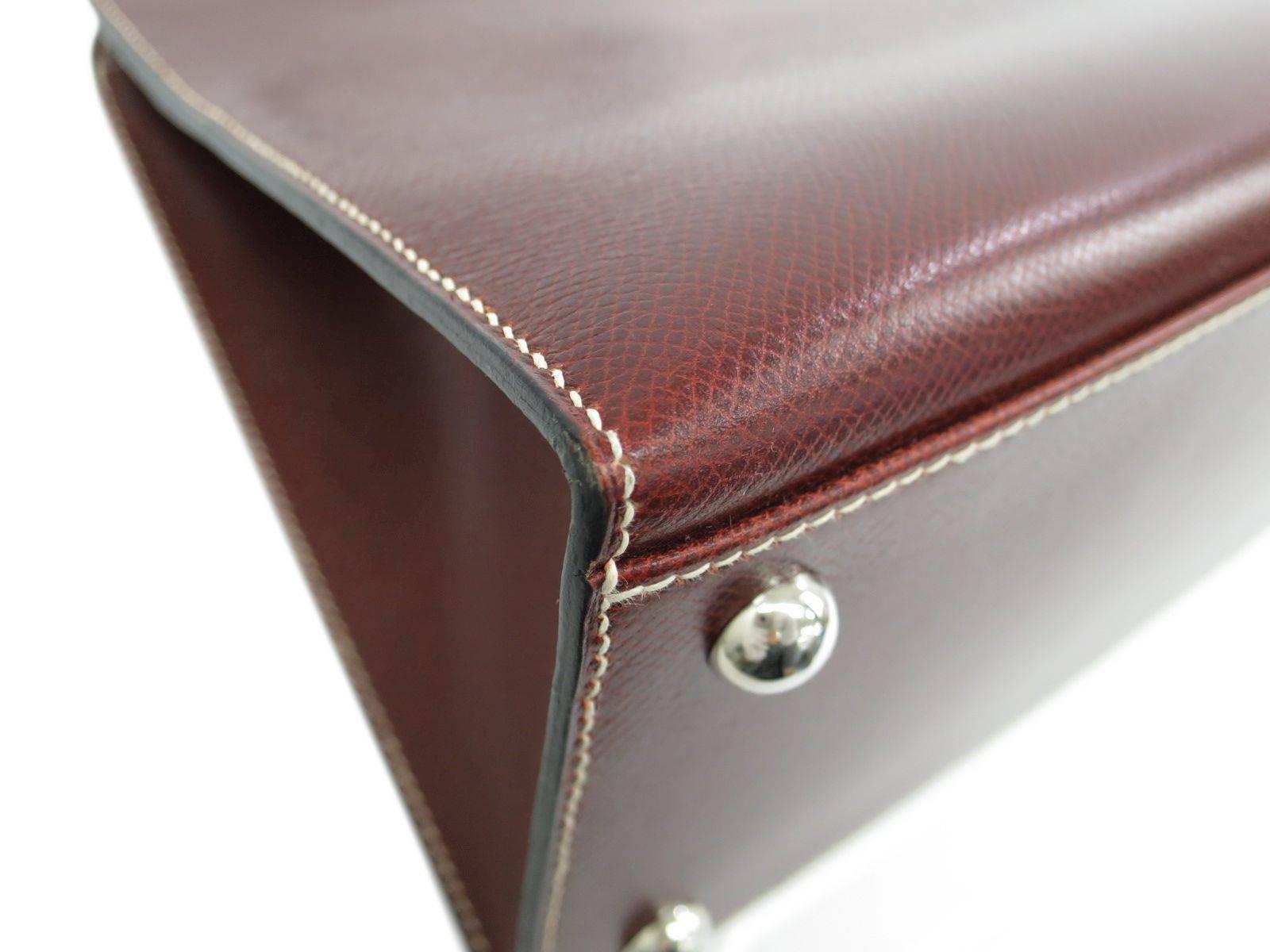 Brown Hermes Leather Top Handle Satchel Tote Bag