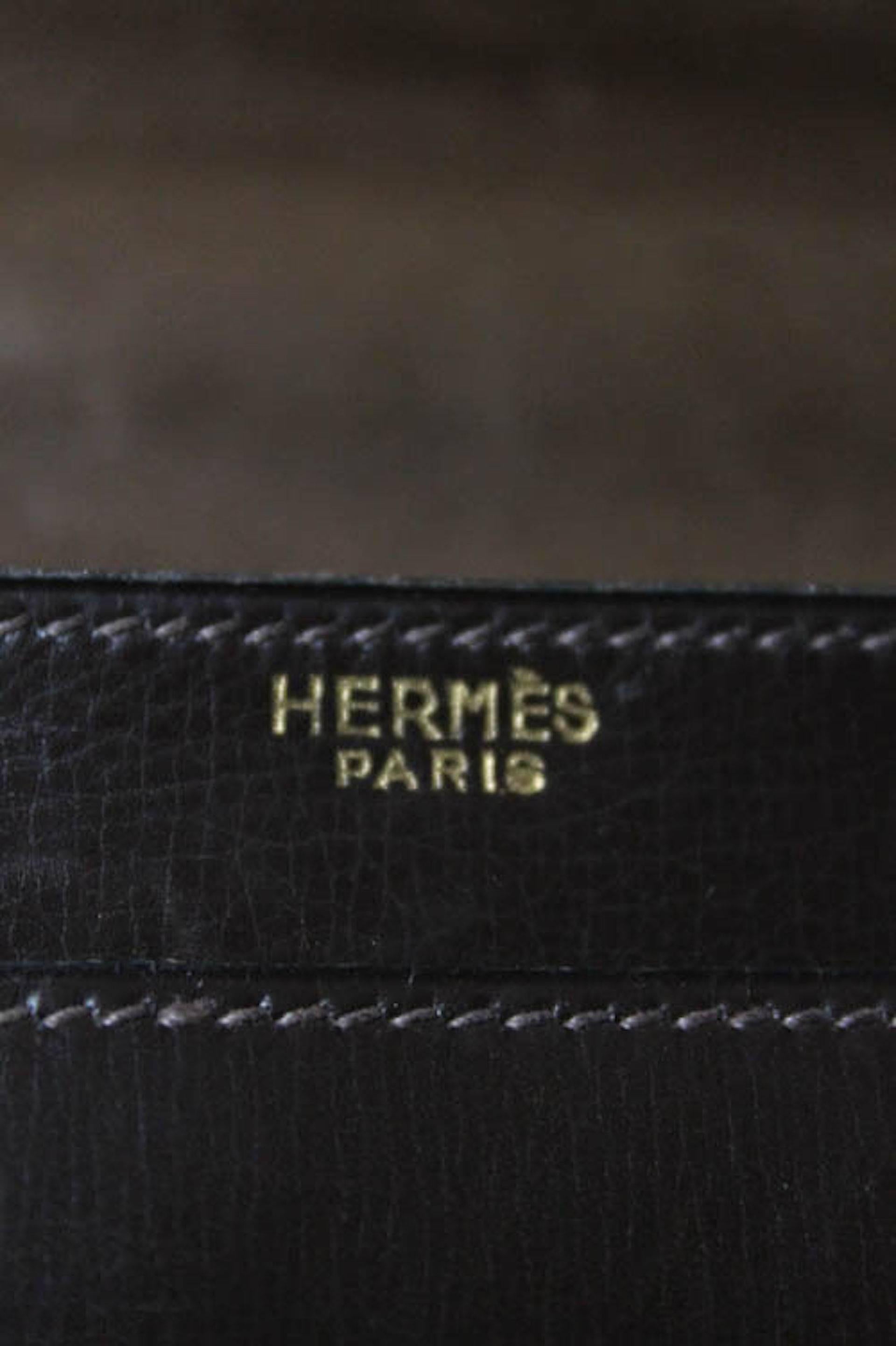 Hermes Vintage Brown Leather Evening Top Handle Satchel Kelly Style Flap Bag 1