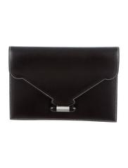 Hermes Black Leather Envelope Flap Evening Clutch Bag