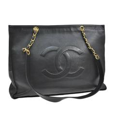 Vintage Chanel Caviar Carryall Shopper Weekend Travel Shoulder Tote Bag