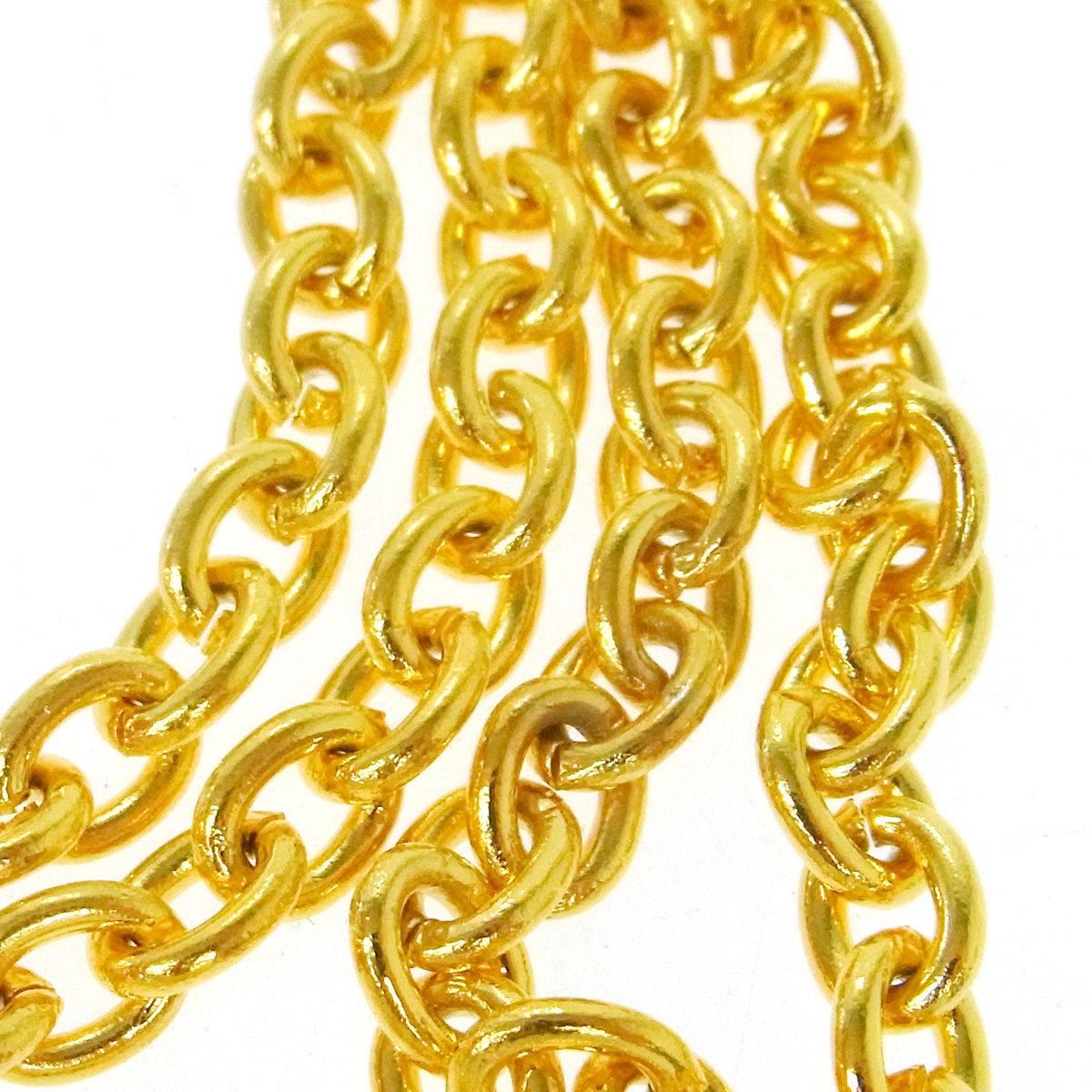 Chanel Vintage Gold Flap Bag Charm Chain Necklace 1