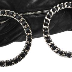 Chanel Black Leather Large Carryall Travel Top Handle Tote Bag