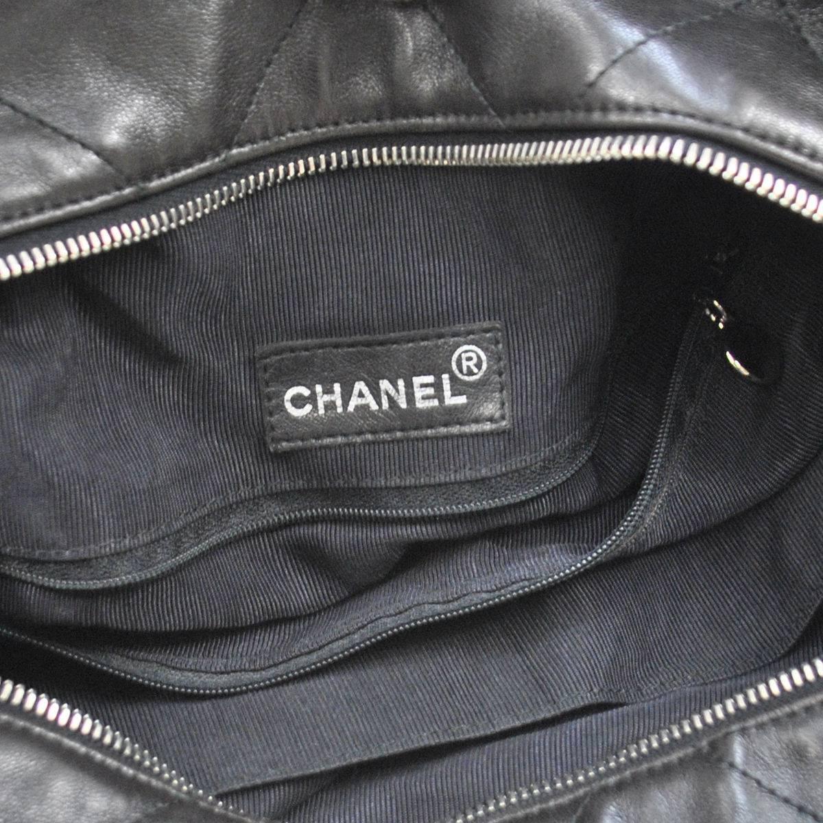 Chanel Black Leather Large Carryall Travel Top Handle Tote Bag 4