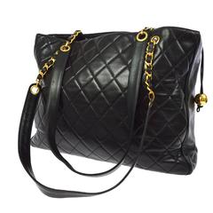 Chanel Vintage Black Lambskin Weekender Carryall Travel Tote Shoulder Bag 5