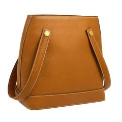 Hermès Vintage Cognac Cuir Or Bucket Shopper Carryall Shoulder Bag