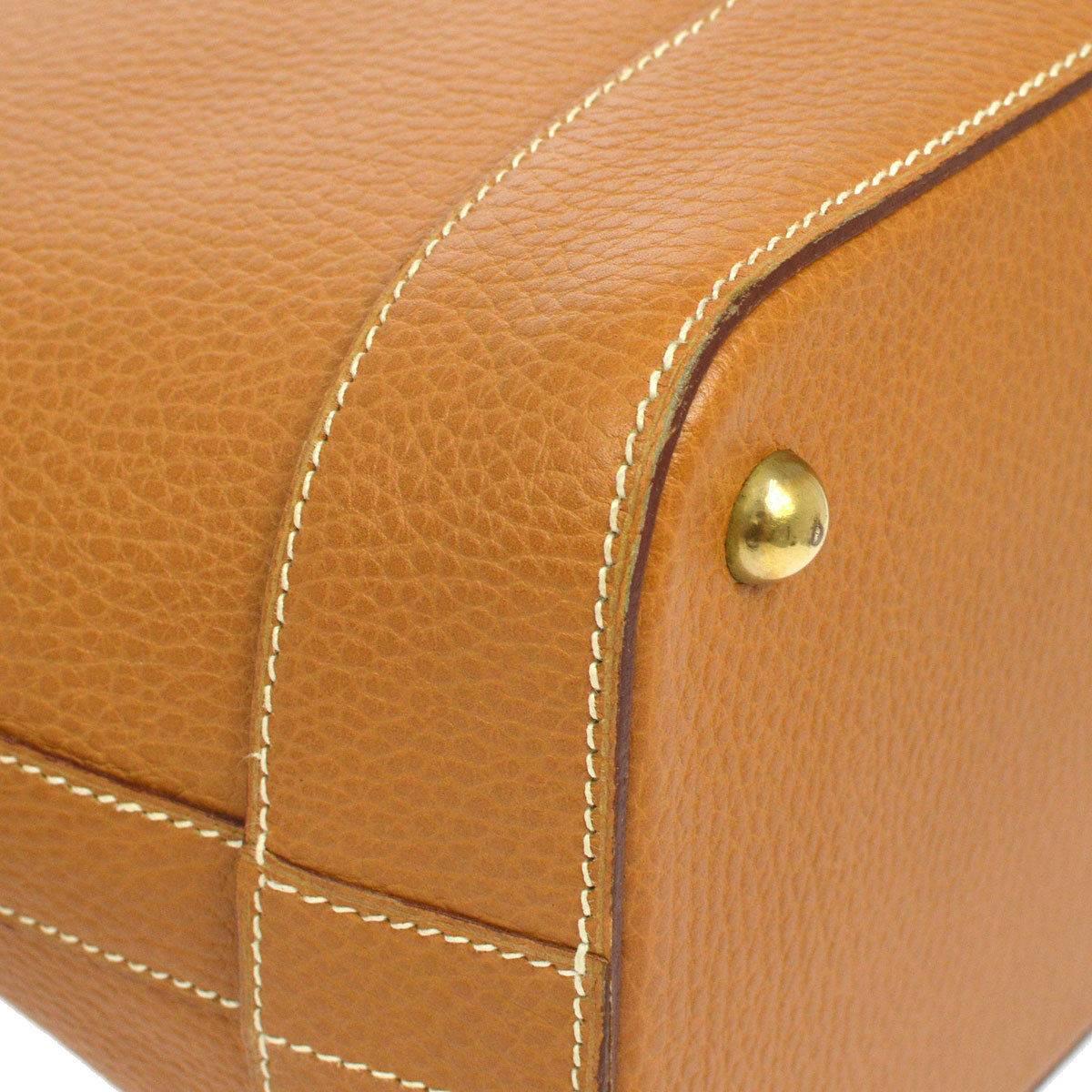 Hermes Vintage Cognac Leather Gold Bucket Shopper Carryall Shoulder Bag In Good Condition In Chicago, IL
