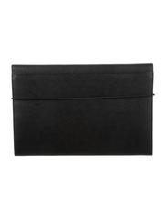 Prada Black Leather Men Women Attache Carryall Envelope Travel Clutch Flap Bag