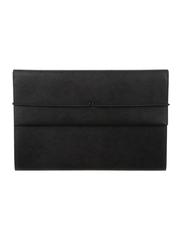 Prada Black Leather Men Women Attache Carryall Envelope Travel Clutch Flap Bag