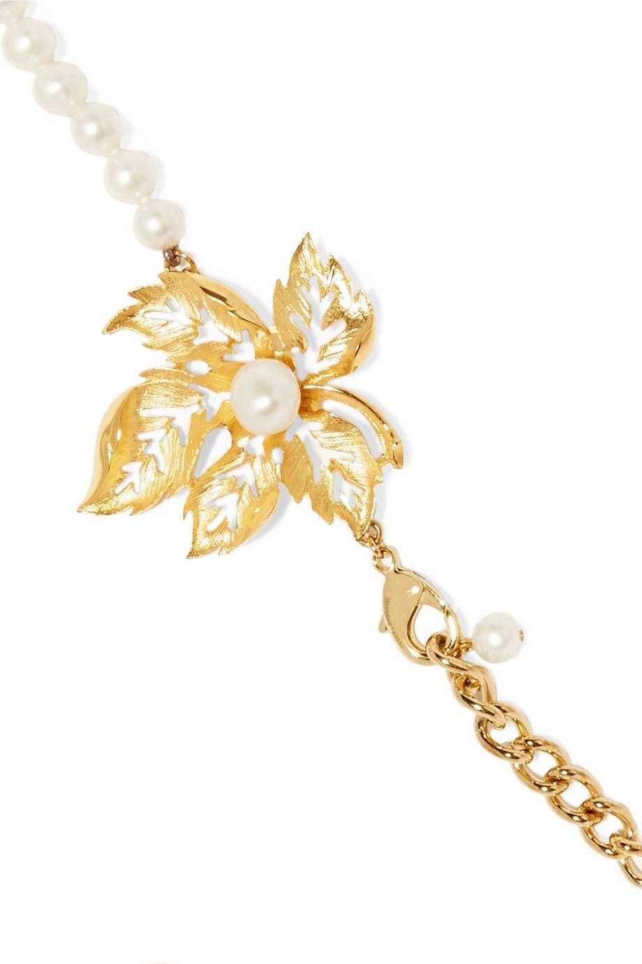 Women's Dolce & Gabbana NEW & SOLD OUT Pearl Gold Flower Charm Chain Necklace