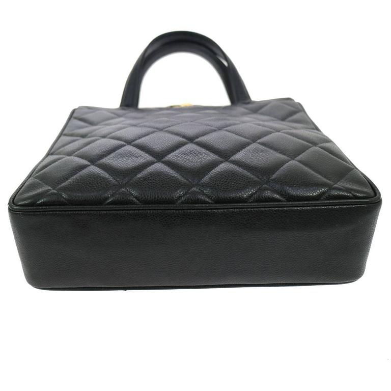 Chanel Black Caviar Leather Evening Top Handle Satchel Bag For Sale at