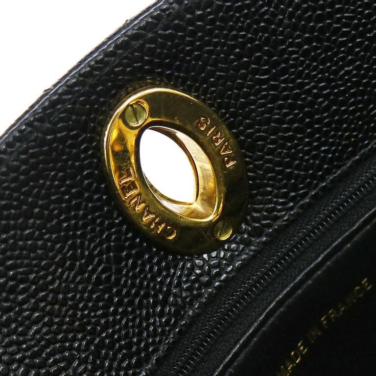 Chanel Black Caviar Leather Evening Top Handle Satchel Bag For Sale at