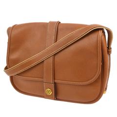 Hermes Vintage Cognac Leather Stitch Shoulder Flap Bag