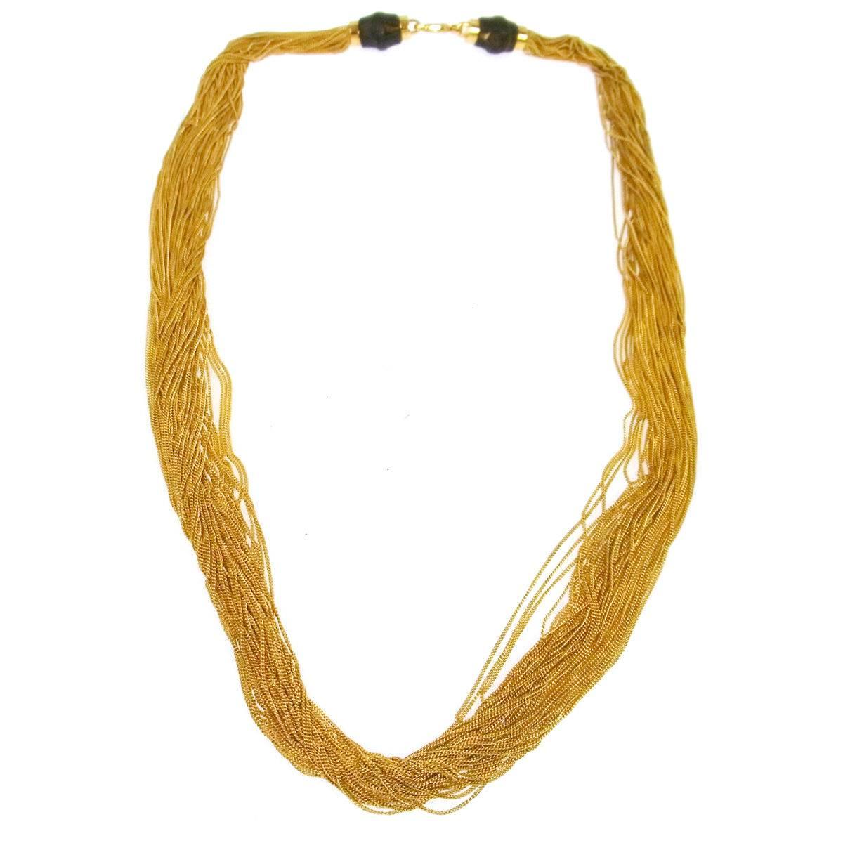 Gucci Gold Multi Strand Bamboo Drape Drop Evening Necklace 