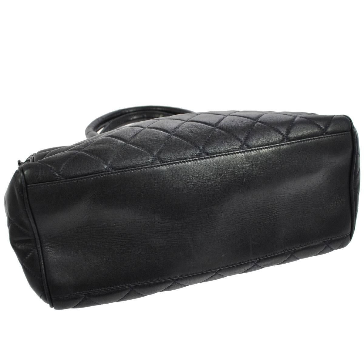 Chanel Vintage Black Lambskin Carryall Large Travel Shopper Tote Shoulder Bag 1