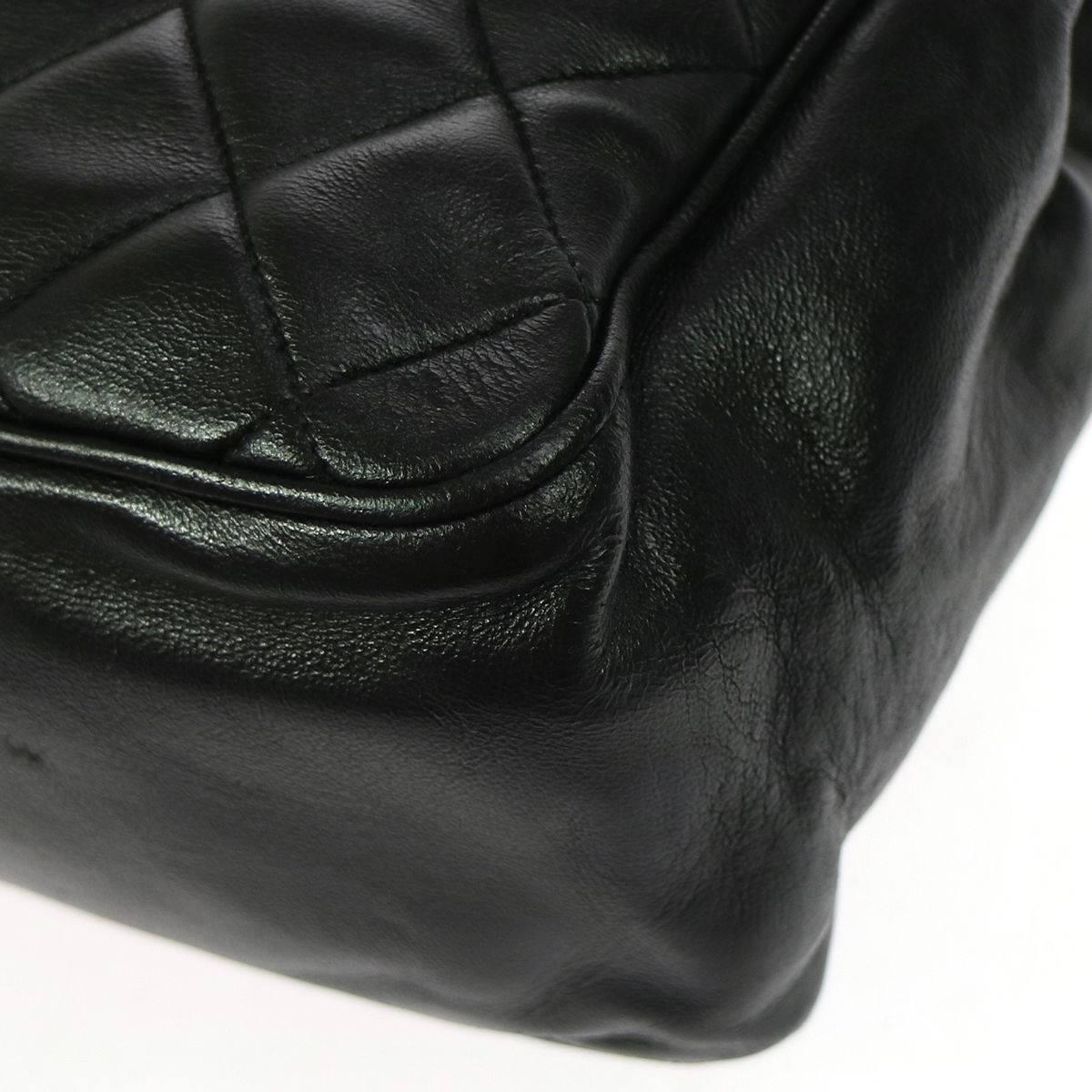 Chanel Vintage Black Lambskin Carryall Large Travel Shopper Tote Shoulder Bag 2