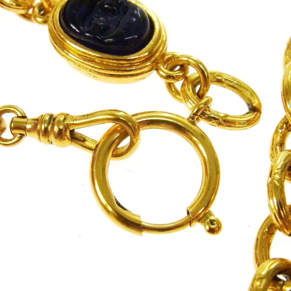 Chanel Multi Gripoix Gold Charm Pendant Link Evening Drape Necklace in Box 1