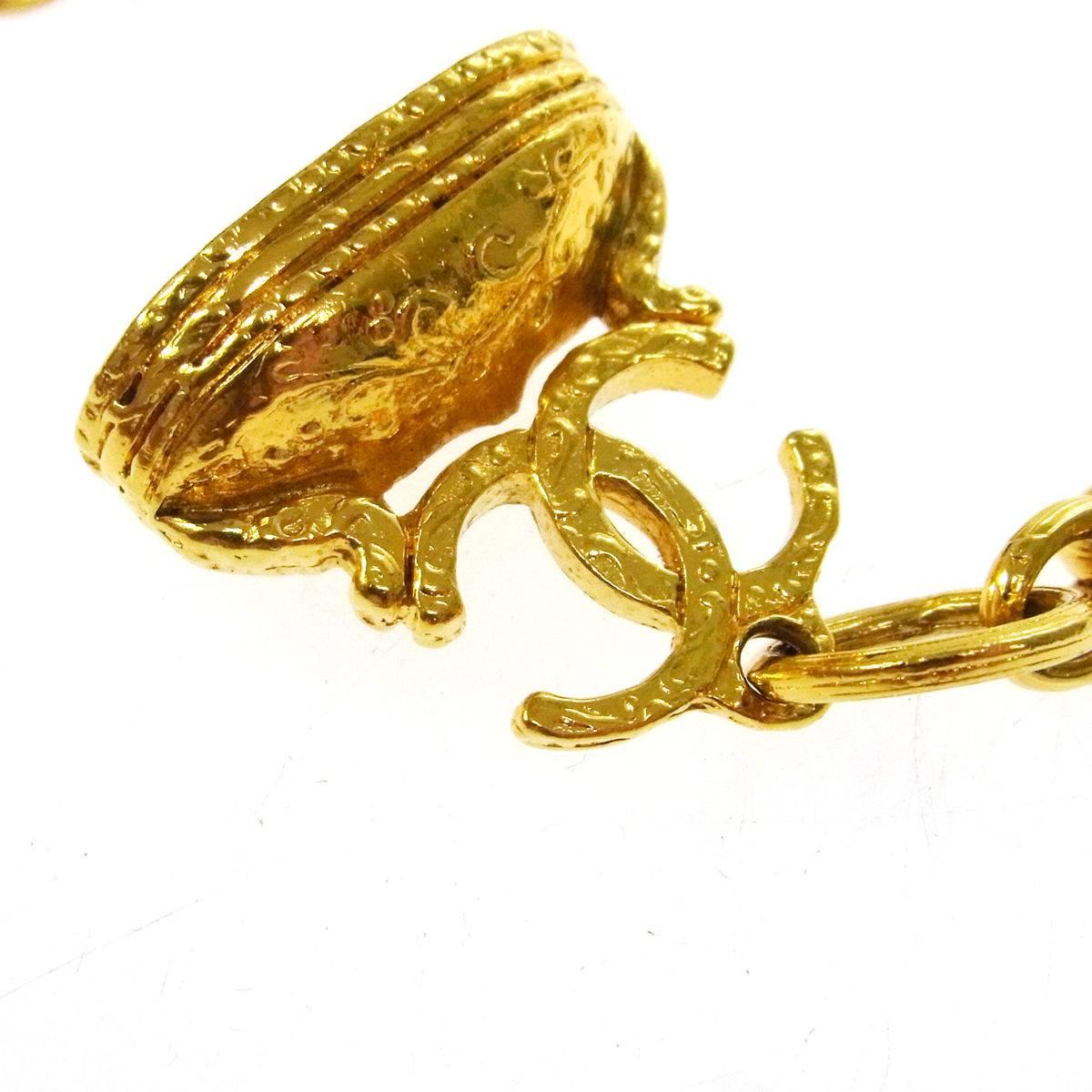 Women's Chanel Multi Gripoix Gold Charm Pendant Link Evening Drape Necklace in Box
