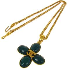 Chanel Vintage Rare Gold Charm Gripoix Clover Long Evening Drape Necklace in Box 3