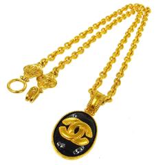 Chanel Vintage Rare Gold Black Cameo Charm Long Evening Drape Necklace 