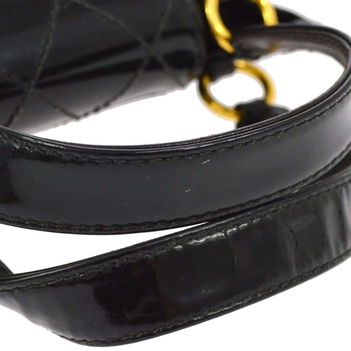 Chanel Vintage Black Patent Leather Top Handle Satchel Evening Bag 1