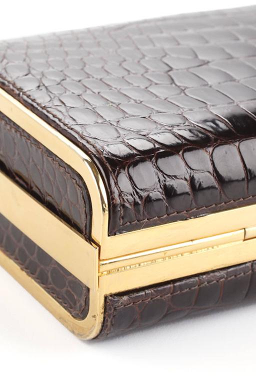 Gucci Vintage Alligator Gold Kisslock 2 in 1 Shoulder Bag Box Evening ...