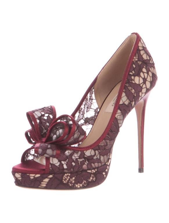 Valentino NEW and SOLD OUT Burgundy Bow Satin Evening Heels Pumps Shoes ...