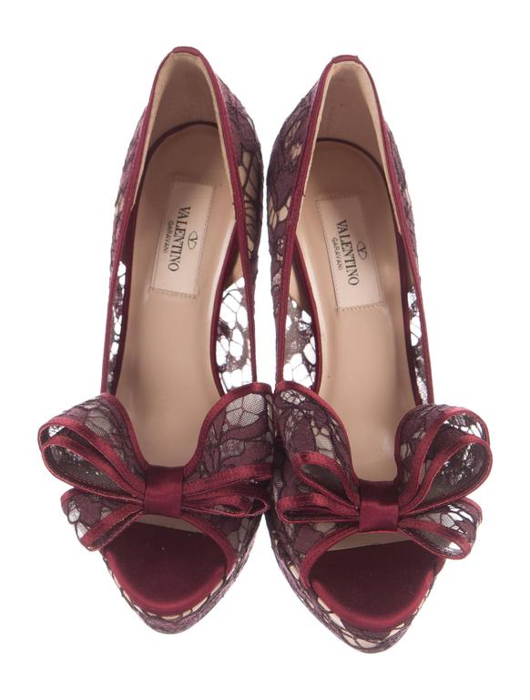 Valentino NEW and SOLD OUT Burgundy Bow Satin Evening Heels Pumps Shoes ...