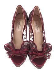 Valentino NEW & SOLD OUT Burgundy Bow Satin Evening Heels Pumps Shoes
