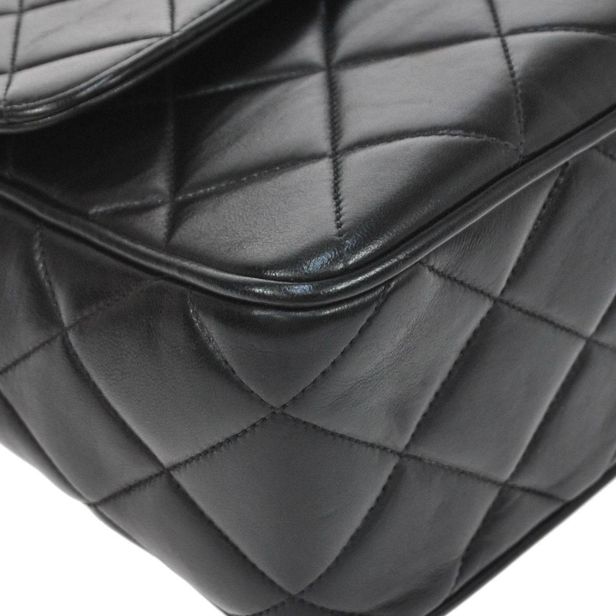 Chanel Black Lambskin Leather Turnlock Shoulder Evening Flap Bag 1